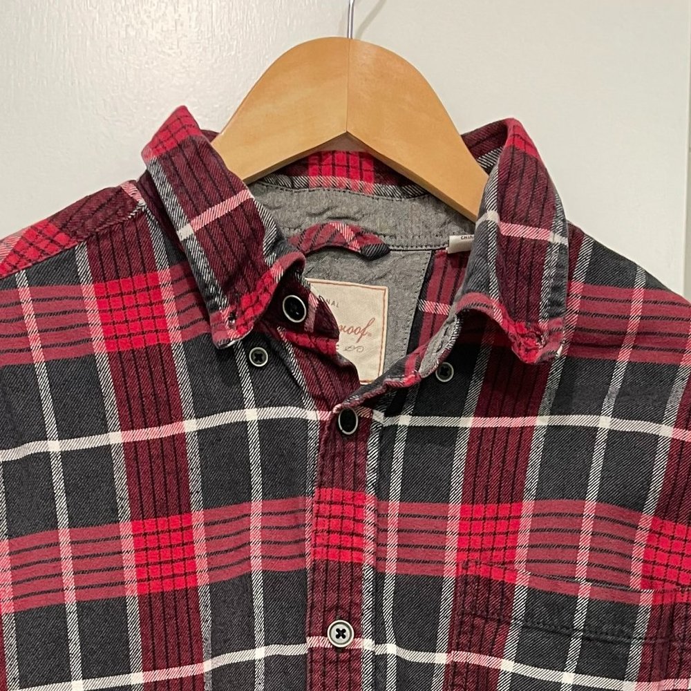 Red and Black, Medium, Cotton Midweight Flannel Shirt